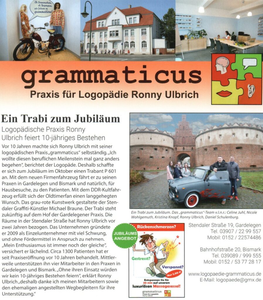 Stadtspiegel Gardelegen 2019 Logopädie Grammaticus 